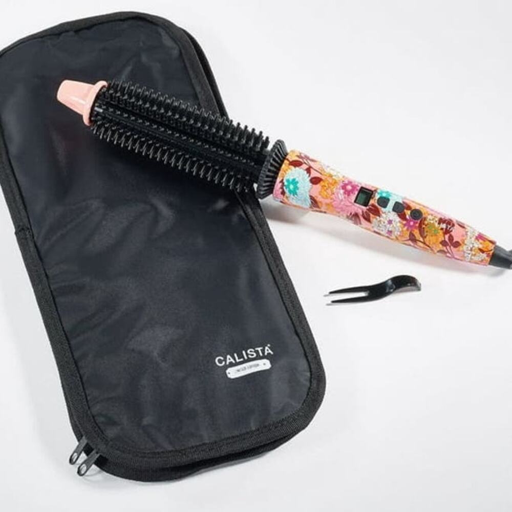 Calista Perfecter Pro Heated Round Styling Brush Tool Floral Multicolor with bag